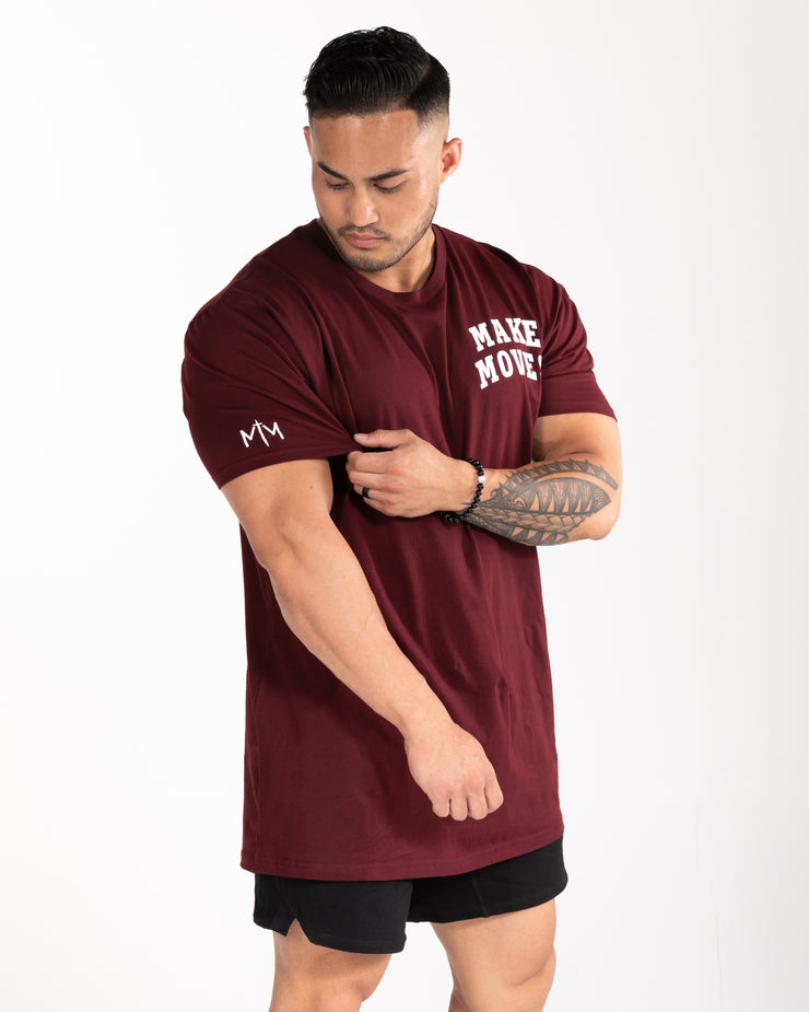 Make Moves Oversized Tee - Maroon